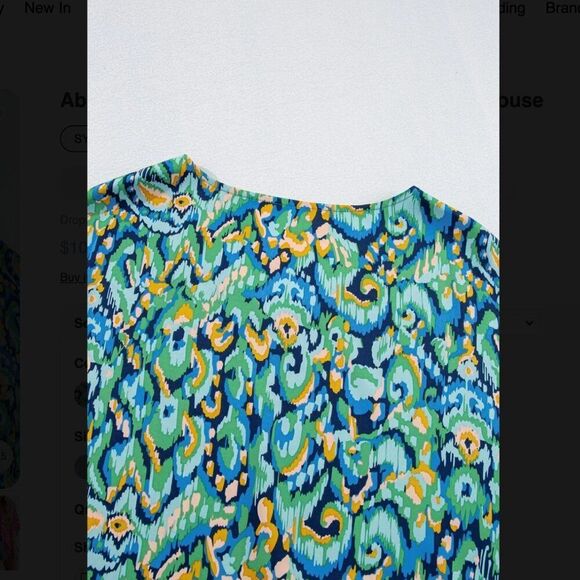 NWT Abstract Print V Neck Half Sleeve Loose Fit Blouse Turquoise - small - Picture 5 of 9
